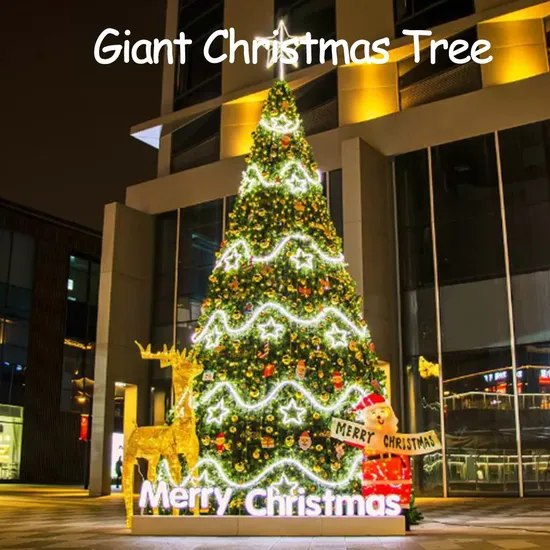 Árbol de Navidad gigante grande iluminado comercial al aire libre en espiral artificial para exhibición en el centro de la ciudad